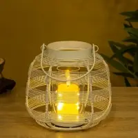 Подсвечник фонарь со стеклянной колбой, 19&times;19&times;18 см, d=9 см, металл, белый