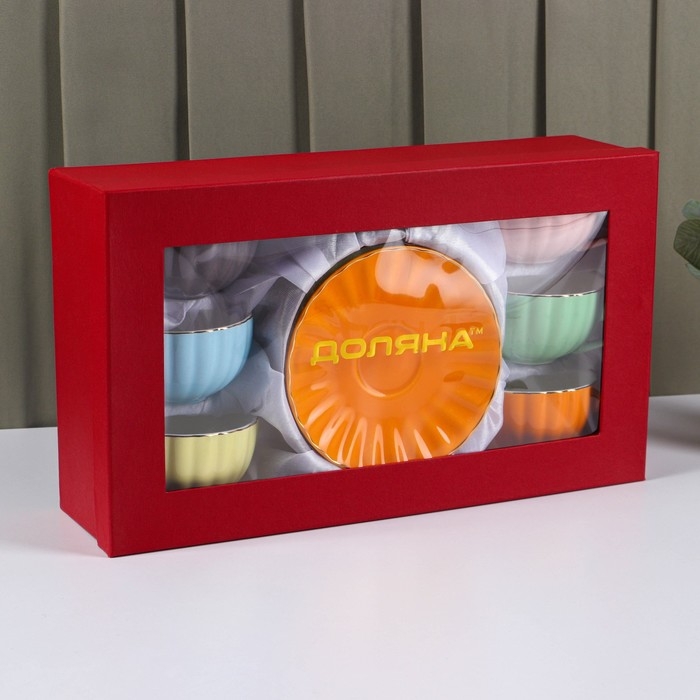 Сервиз фарфоровый чайный Доляна &laquo;Вивьен&raquo;, 12 предметов: 6 чашек 200 мл, 6 блюдец d=15 см, цвет МИКС