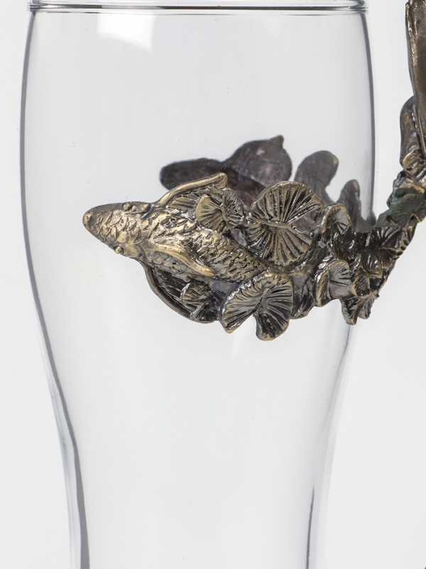 Пивной бокал 500 мл "Щука", подарочный, бронза