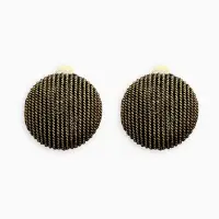Клипсы "Винтаж" круг рубчик, цвет чернёное золото