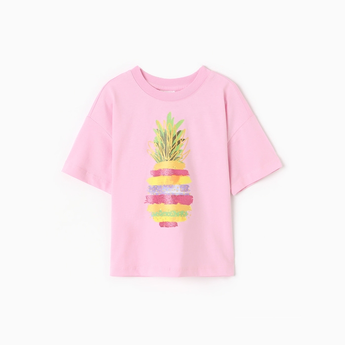 Футболка для девочки, цвет нежно-розовый, рост 122 см