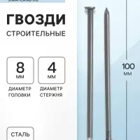Гвозди ТУНДРА, строительные, ГОСТ 4028-63, без покрытия, 4&times;100 мм, фасовка 0.2 кг