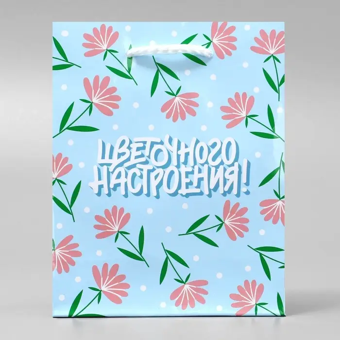 Пакет подарочный ламинированный, упаковка, &laquo;Цветочного настроения&raquo;, S 12 х 15 х 5.5 см