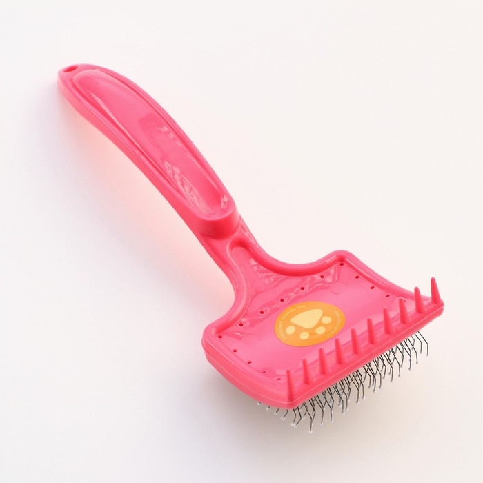 Щётка - пуходёрка средняя жесткая с каплями, основание 59 х 49 мм, розовая Щётка - пуходёрка средняя жесткая с каплями, основание 59 х 49 мм, розовая
