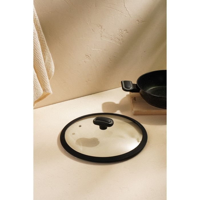 Крышка стеклянная SL Home, d=26 см, с силиконовым ободком Крышка стеклянная SL Home, d=26 см, с силиконовым ободком