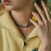 Чокер из бисера &laquo;Хрусталь&raquo;, морской в серебре, 37 см + 5 см доп, цепочка