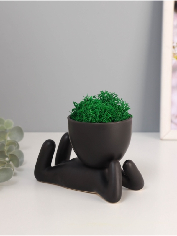 Кашпо керамика "Мистер Грин на лайте" 8,5*7*12 см черный