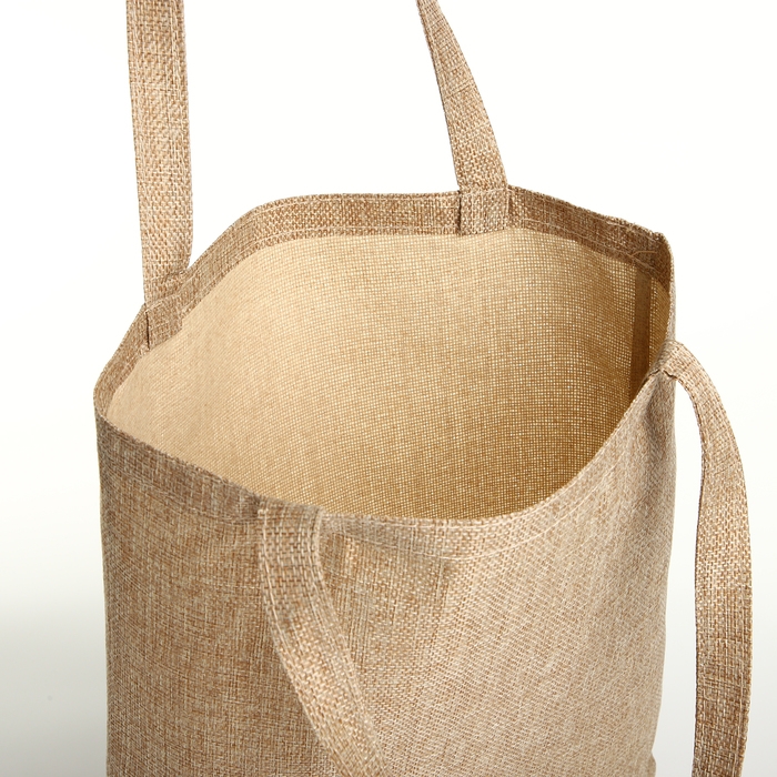 Шопер без застёжки, из текстиля, цвет бежевый