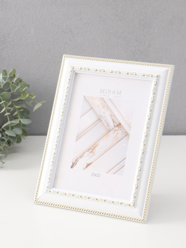 Фоторамка пластик "МИРАМ" 15х21 см, белый с золотом