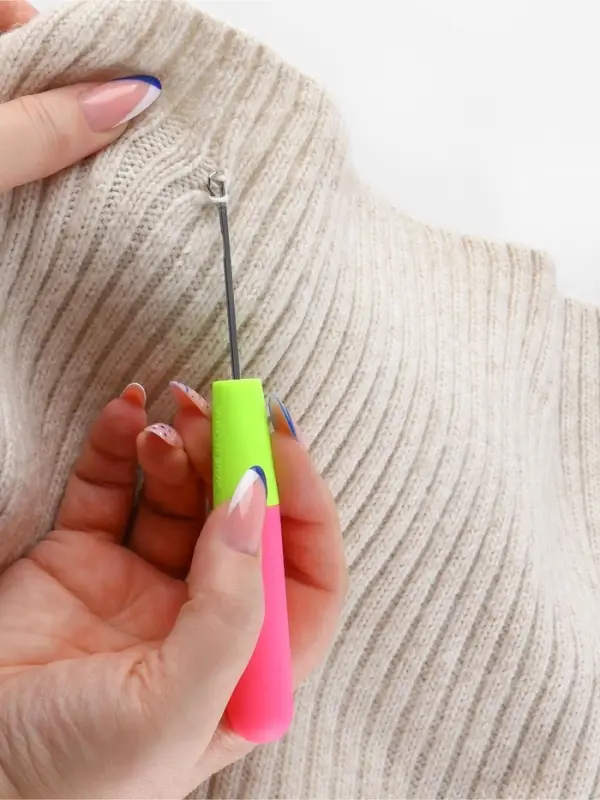 Игла для поднятия петель, 15.5 см, d=3 мм, розовая, жёлтая