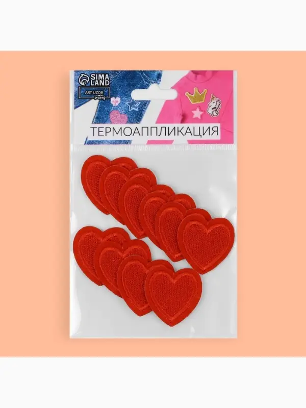 Термоаппликация &laquo;Сердце&raquo;, 3&times;3 см, красная