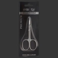 Ножницы маникюрные &laquo;Premium&raquo;, для кутикулы, загнутые, узкие, 9,3 см, на блистере, цвет серебристый