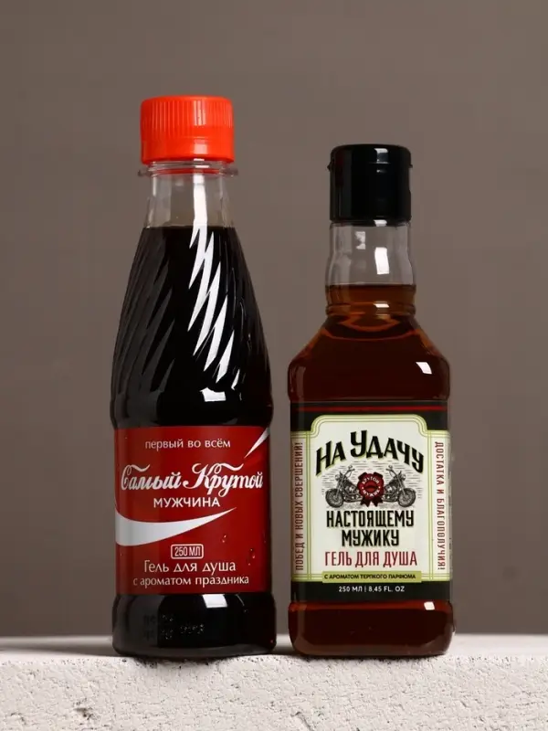 Подарочный набор &laquo;Для душа и души&raquo;, гель для душа во флаконе виски и гель для душа кола, 2х250 мл, Чистое счастье