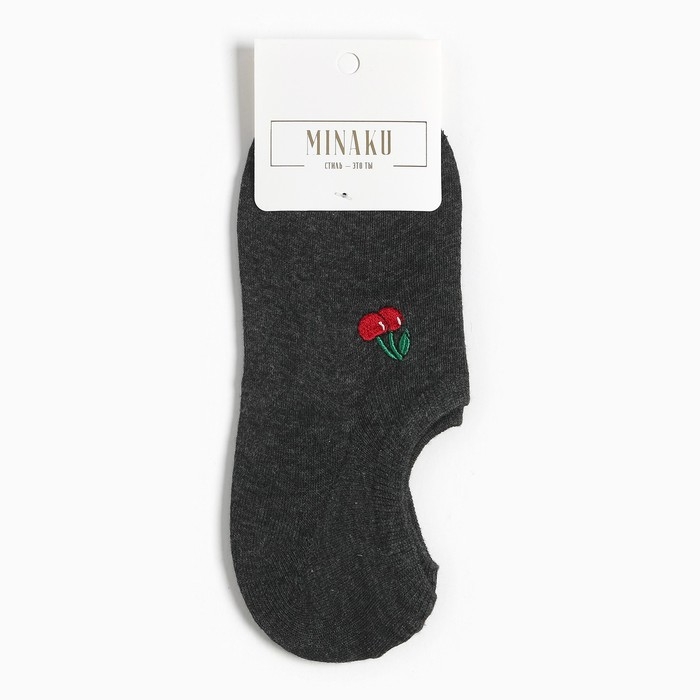 Носки женские укороченные MINAKU "Вишня" цвет серый, р-р 36-39 (23-25 см)   7488411