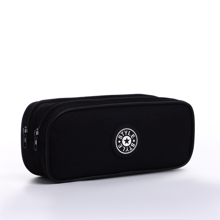 Косметичка-пенал, 2 отдела на молниях, цвет чёрный Косметичка-пенал, 2 отдела на молниях, цвет чёрный