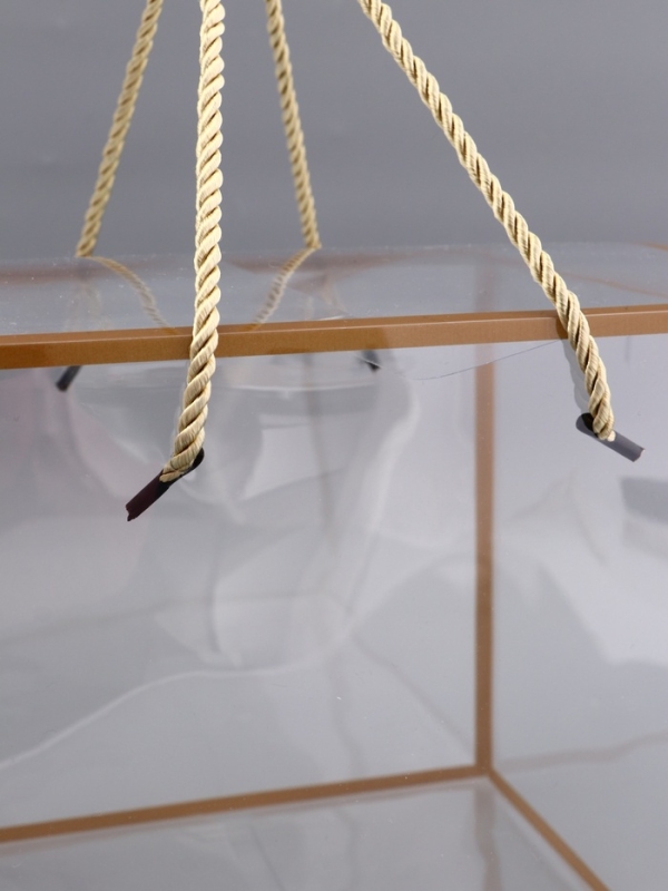 Коробка из PET с ручками, золотая, 21 х 21 х 21 см