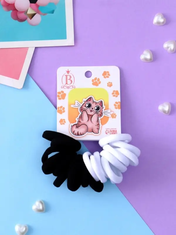 Резинка для волос &laquo;Кисонька&raquo;, набор 20 шт., восторг, 2.5 см, чёрная, белая