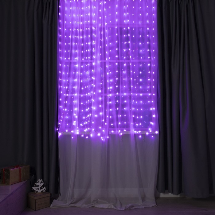 Умная гирлянда &laquo;Занавес&raquo; 2 &times; 2 м роса, IP20, серебристая нить, 400 LED, приложение, свечение RGB, USB