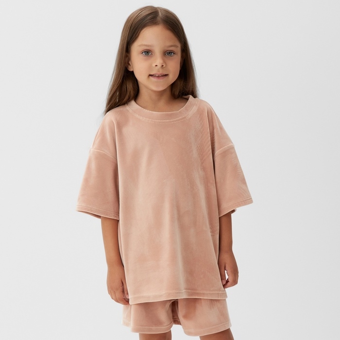 Костюм детский (футболка, шорты) KAFTAN Plushy р.32 (110-116), бежевый Костюм детский (футболка, шорты) KAFTAN Plushy р.32 (110-116), бежевый