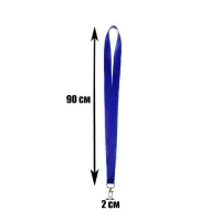 Лента для бейджа ширина-20 мм, длина-90 см с металлическим карабином, синяя