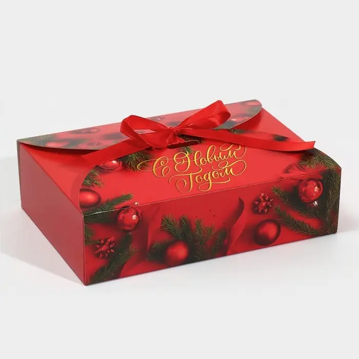 Коробка новогодняя складная &laquo;Новогоднее фото&raquo;, 22 х 15 х 6 см, Новый год