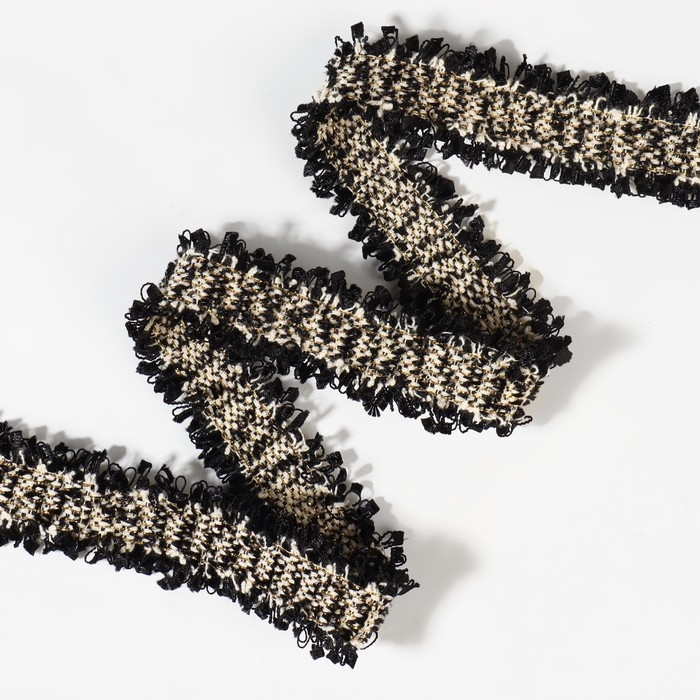 Тесьма декоративная &laquo;Твидовая&raquo;, двусторонняя, 30 мм, 5 &plusmn; 0,5 м, цвет чёрный/белый