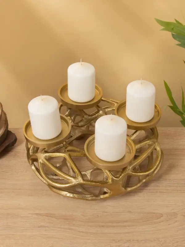 Подсвечник на 4 свечи &laquo;Венок Сплетение&raquo;, 29&times;29&times;11 см, алюминий