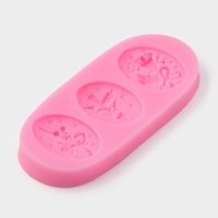 Молд для заливки &laquo;Новогодняя ёлка&raquo;, силикон, 3 ячейки, 11&times;4.8 см, розовый