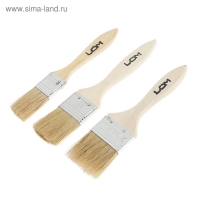 Набор кистей ЛОМ, натуральная щетина, деревянная рукоятка, 1-1.5-2", 25, 38, 50 мм
