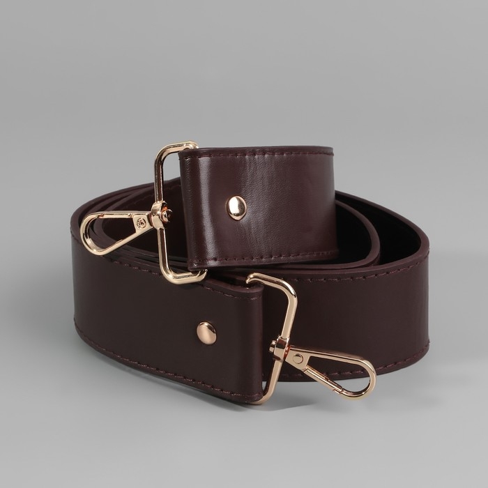 Ручка для сумки, с карабинами, 100 &plusmn; 1 см &times; 4 см, цвет коричневый