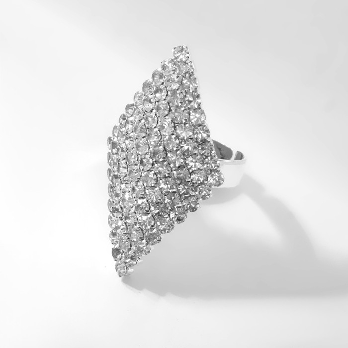 Кольцо «Лёд» ромб, цвет белый в серебре, безразмерное Кольцо «Лёд» ромб, цвет белый в серебре, безразмерное