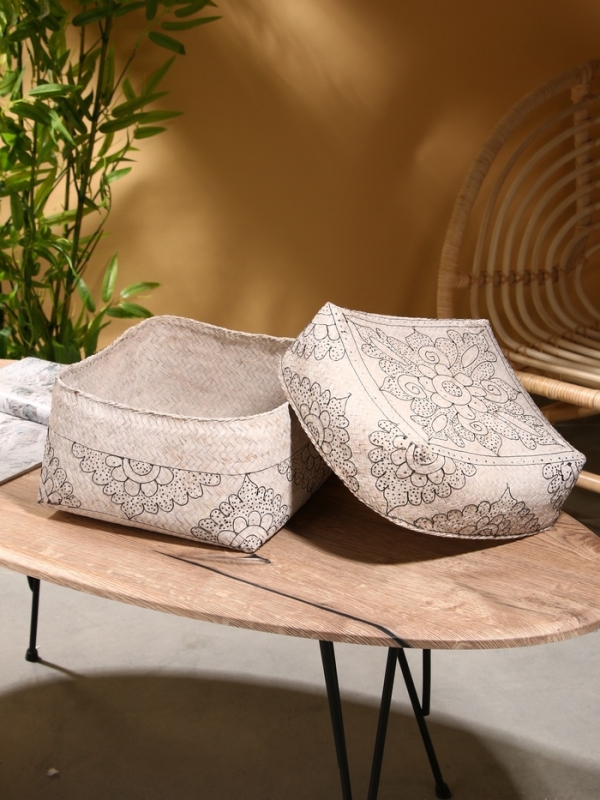 Корзинка плетеная "Бонтанг" бамбук 30х30х18,5 см, светлая