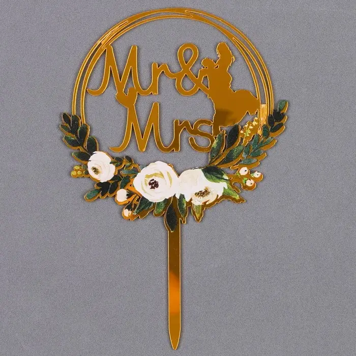 Топпер для торта Mr & Mrs, золотой