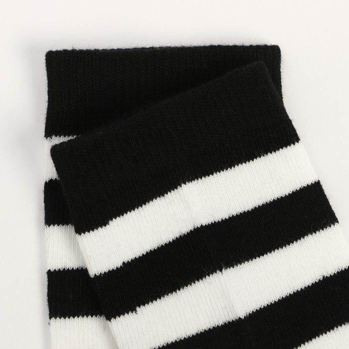 Гольфы детские, цвет чёрный с белыми полосками, размер 14-16