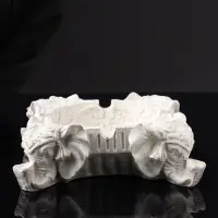 Подставка для мелочей "На четырех слонах резная", 4х12х12 см, натуральный, гипс