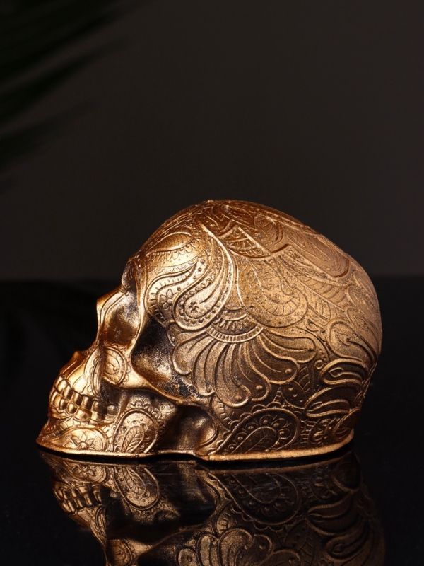Фигура "Череп с орнаментом" 6х5х5 см, бронза