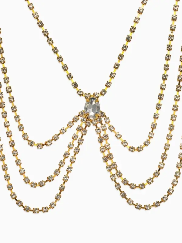 Цепочка на бедро бодичейн "Шахерезада" со стразами, цвет белый в золоте