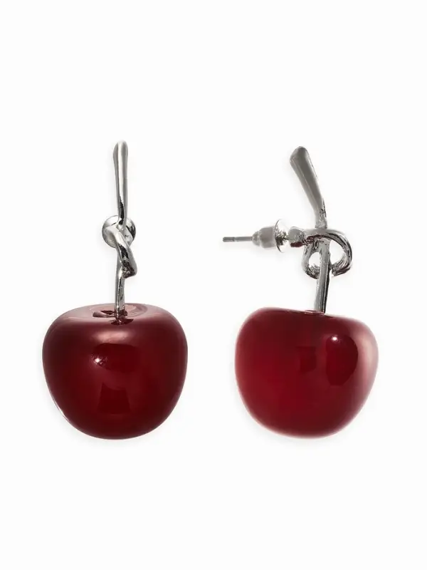 Серьги "Вишня" узел, цвет бордовый в серебре