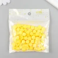 Бусины для творчества пластик "Кубик со сплющенными краями" жёлтый набор 30 гр d=0,8 см