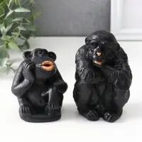 Набор статуэток &laquo;Обезьяны&raquo;, 2 шт., 6.5&times;6.5&times;10 см, 6.5&times;5.5&times;7.5 см, чёрный