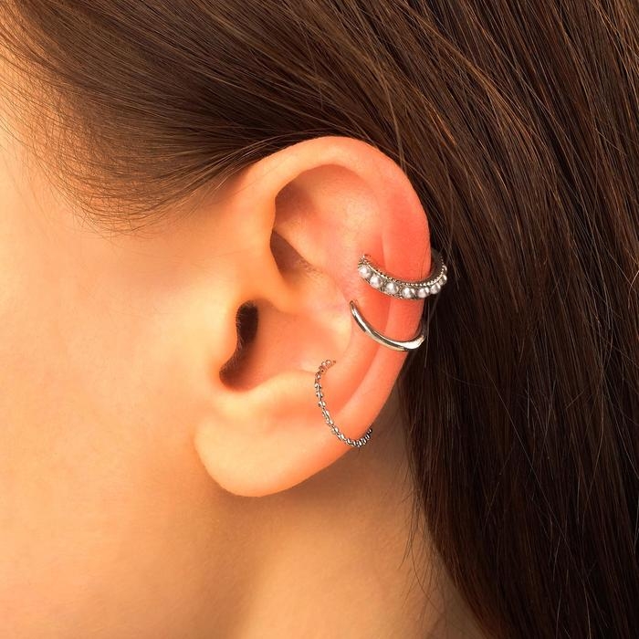 Серьги &laquo;Каффы&raquo; манжеты, набор 3 шт, цвет белый в серебре