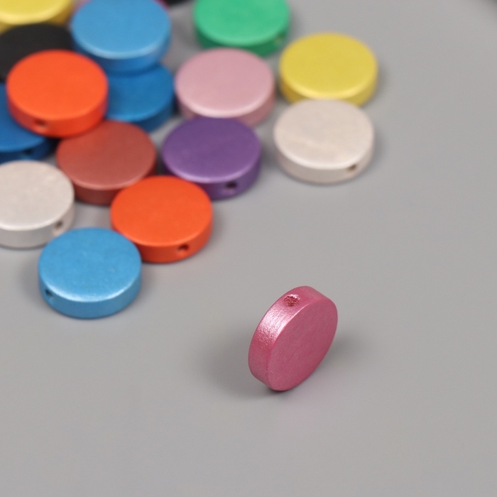 Бусины для творчества дерево "Металлик плоский" набор 20 шт 1,5х1,5х0,5 см