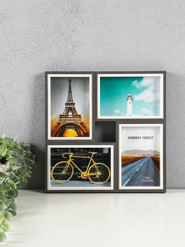 Фоторамка МДФ, стекло на 4 фото 10х15 "День и ночь" 28,5х28,5х2,2 см