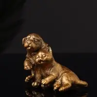 Набор статуэток "Гости, кошка и собака" 7 см, бронза