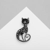 Брошь &laquo;Кошка&raquo; грациозная, цвет чёрный