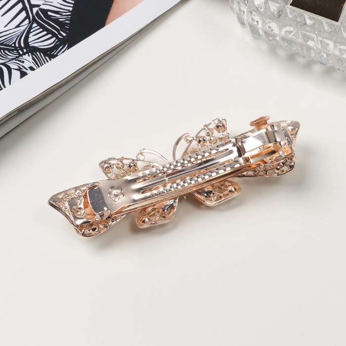 Заколка-автомат для волос "Венди блеск" бабочка, 9 см, золото