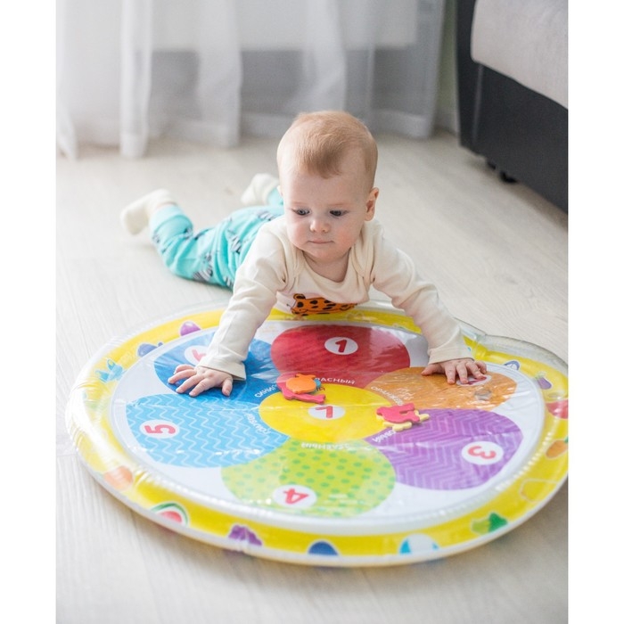 Акваковрик надувной развивающий водный коврик &laquo;Цветик&raquo;, 65x65 см, Крошка Я