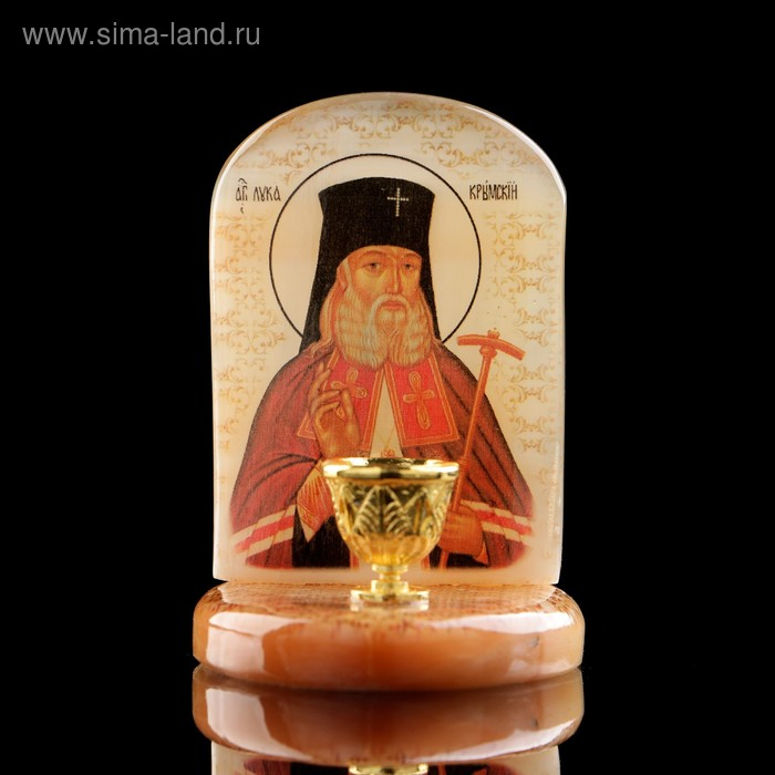 Икона &laquo;Святой Лука&raquo;, с подсвечником, селенит