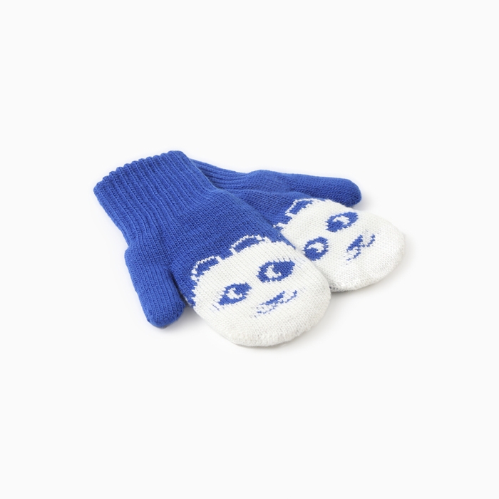 Варежки двойные детские Варежки двойные детские "Мишка", цвет голубой, р-р 16