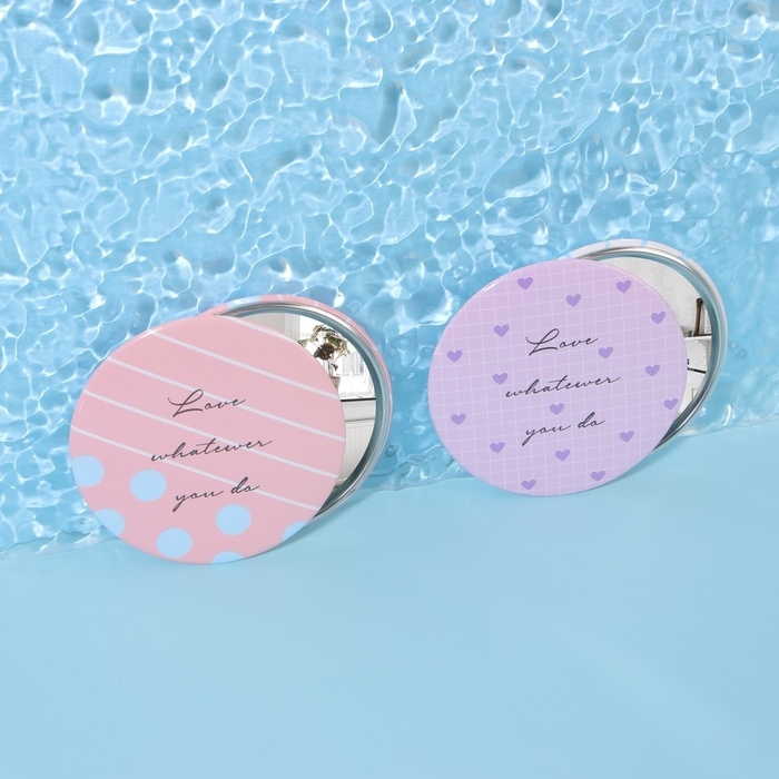 Зеркало карманное &laquo;Надписи&raquo;, d = 7 см, цвет МИКС